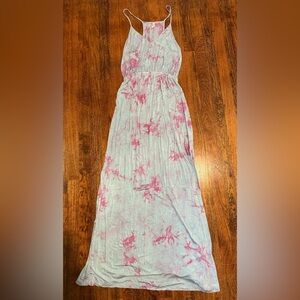 Pink and blue Tie-Dye Maxi Dress